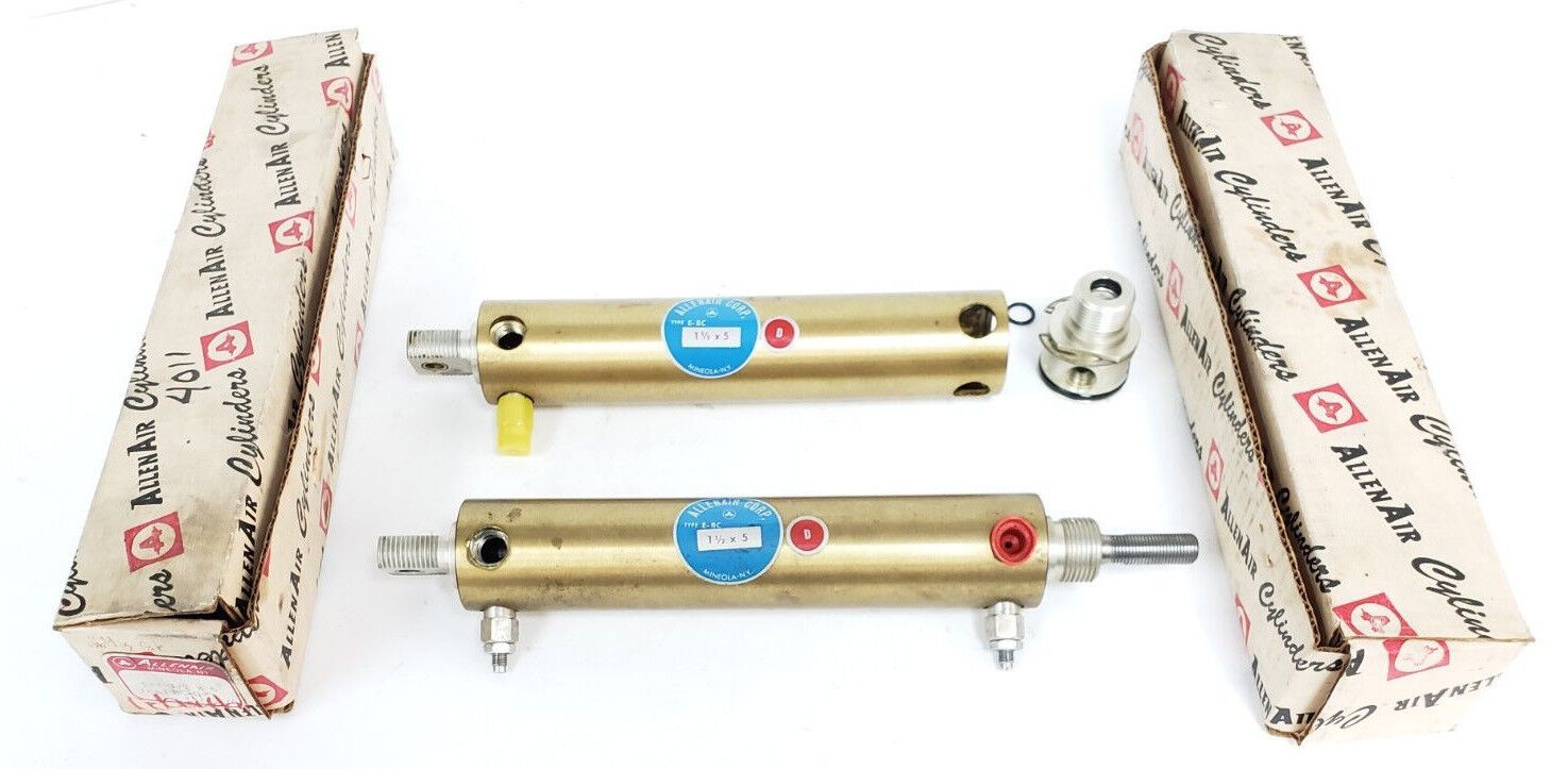 LOT OF 2 ALLENAIR E-1-1/2 X 5 BC-D PNEUMATIC CYLINDERS TYPE E-BC, 1-1/2" X 5"