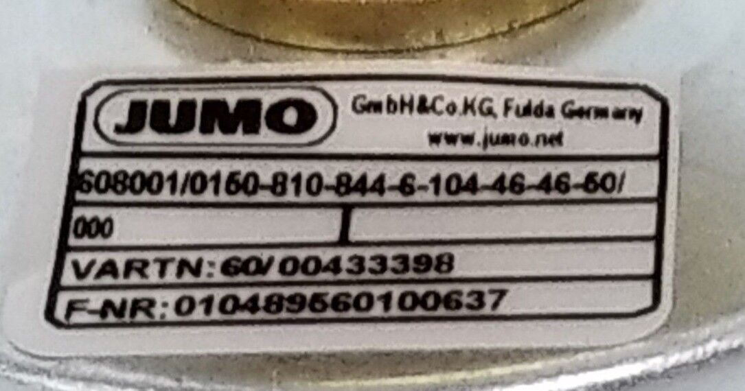 NEW JUMO 3777710 THERMOMETER 0-80 DEG C, SINGULUS 130 SING. II AND III