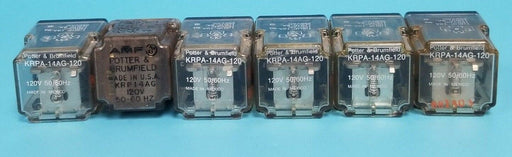 LOT OF 6 POTTER & BRUMFIELD KRPA-14AG-120 RELAYS KRPA14AG, 120V, 50/60HZ
