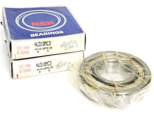 LOT OF 2 NIB NSK NU310MC3 CYLINDRICAL ROLLER BEARINGS NU310MC3E