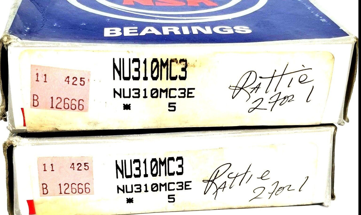 LOT OF 2 NIB NSK NU310MC3 CYLINDRICAL ROLLER BEARINGS NU310MC3E