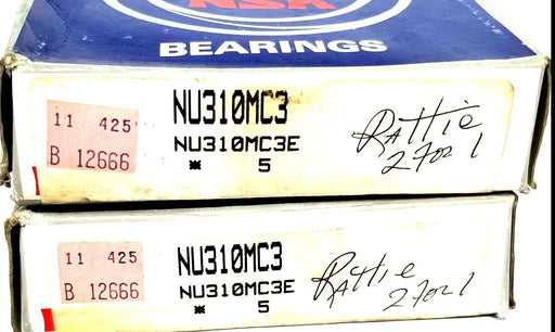 LOT OF 2 NIB NSK NU310MC3 CYLINDRICAL ROLLER BEARINGS NU310MC3E
