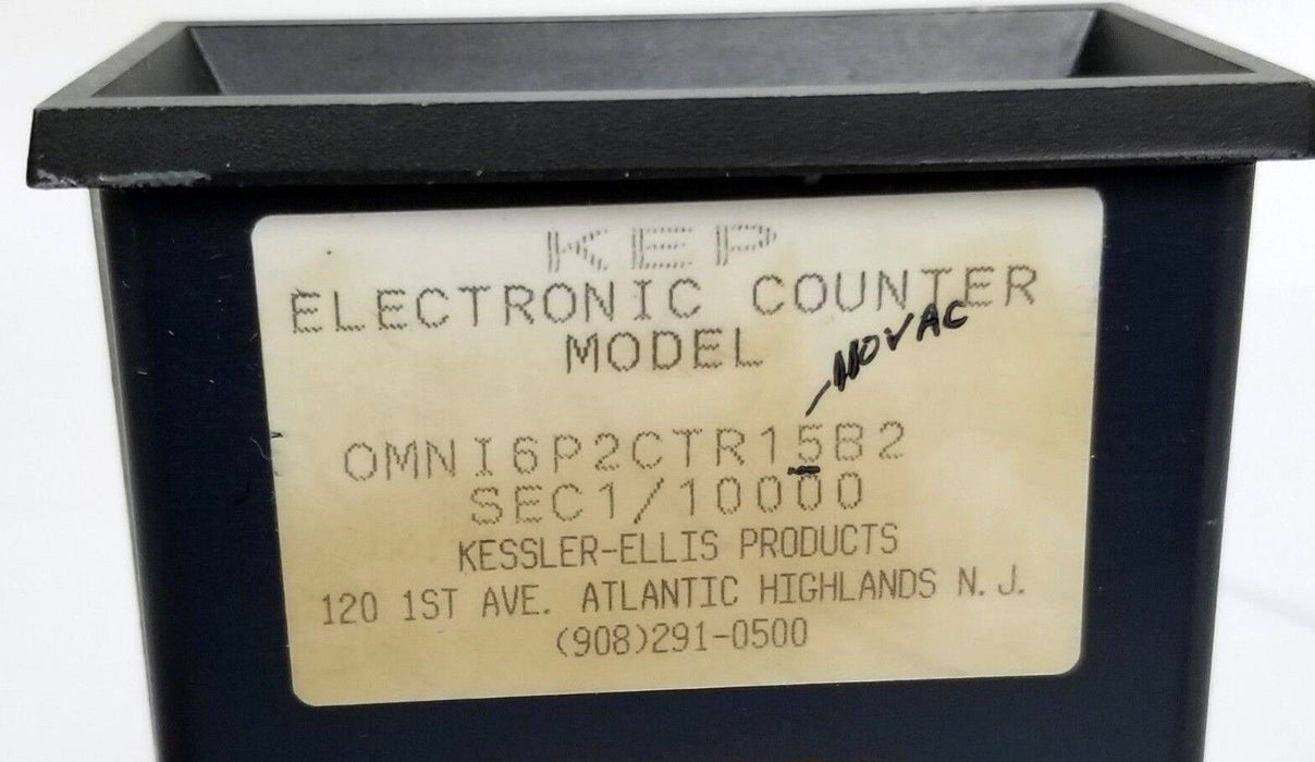 KESSLER-ELLIS OMNI6P2CTR15B2 ELECTRONIC COUNTER SEC1/10000 W/ HARDWARE/TERMINAL