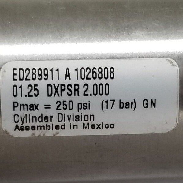NEW PARKER 01.25DXPSR 2.000 AIR CYLINDER ED289911 A 1026808, 250PSI PMAX 17 BAR