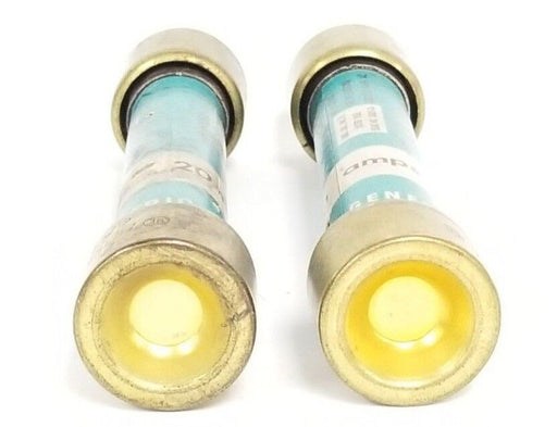 LOT OF 2 GENERAL ELECTRIC GF6B20 CLASS K5 FUSES 20AMPS, W/ BUSS 663 REDUCERS