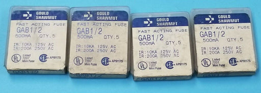 LOT OF 22 NEW GOULD SHAWMUT GAB 1/2 FAST ACTING FUSES GAB12, 500mA