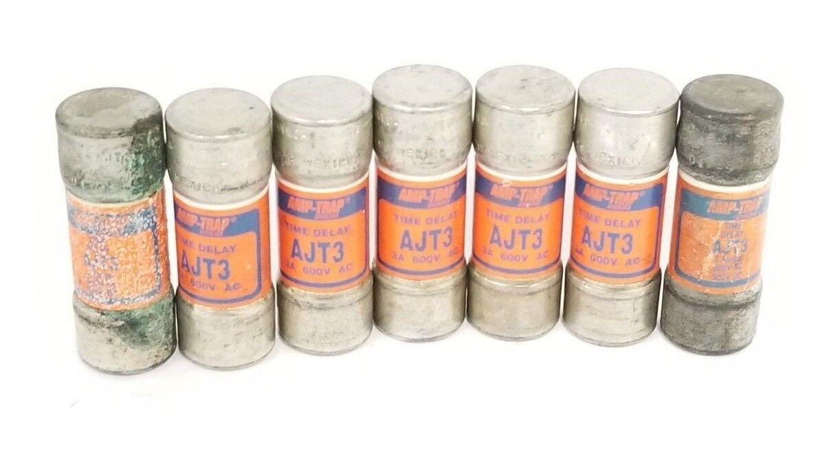 LOT OF 7 FERRAZ SHAWMUT AJT3 AMP-TRAP 2000 TIME DELAY FUSES 6A, 600V