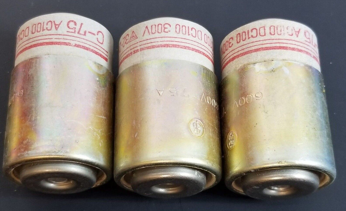 LOT OF 3 GENERIC C-75 FUSES AC100 DC100 300V 32-25 R.C.100KA