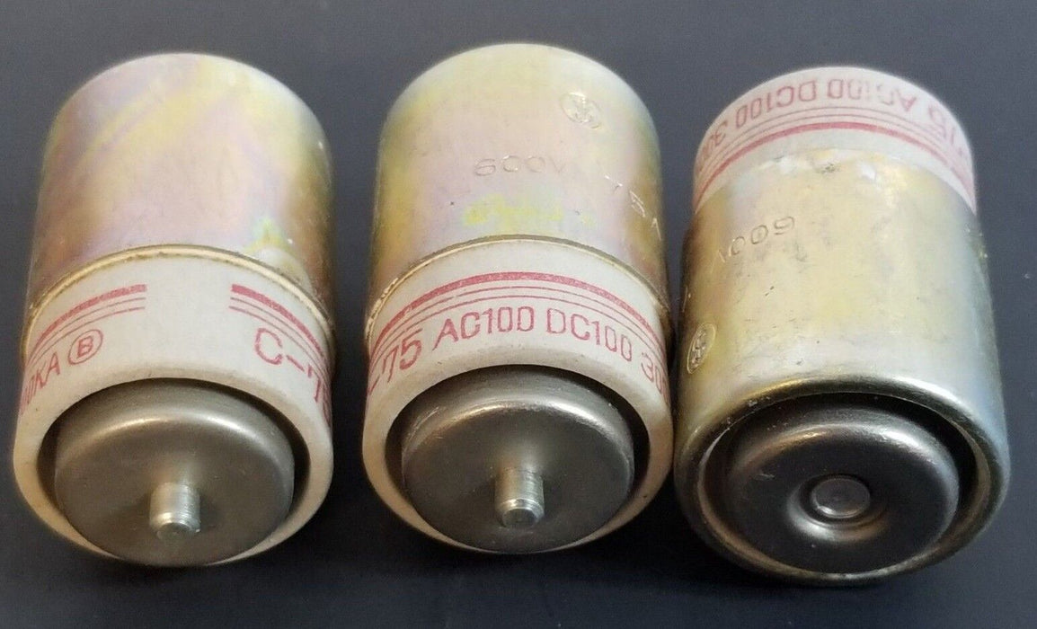 LOT OF 3 GENERIC C-75 FUSES AC100 DC100 300V 32-25 R.C.100KA