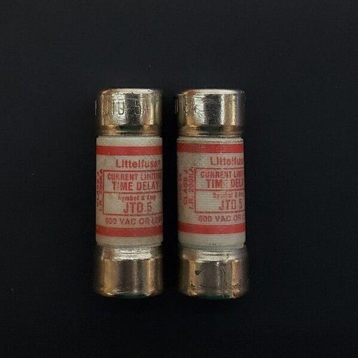 LOT OF 2 LITTELFUSE JTD-5 TIME DELAY FUSES JTD5, 5AMP, 500VAC