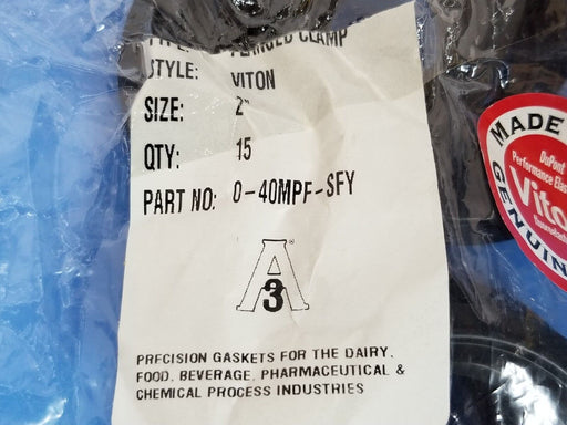 LOT OF 15 PURESERVE SYSTEMS A3 P/N: 0-40MPF-SFY FLANGED CLAMP GASKETS 2''