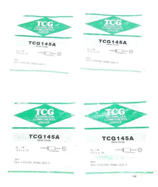 LOT OF 4 NEW TECHNICIAN COMPONENTS GROUP TCG145A ZENER DIODES ECG145A