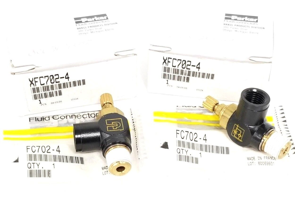 LOT OF 2 NIB PARKER XFC702-4 FLOW CONTROL VALVES 1/8 IN. XFC7024