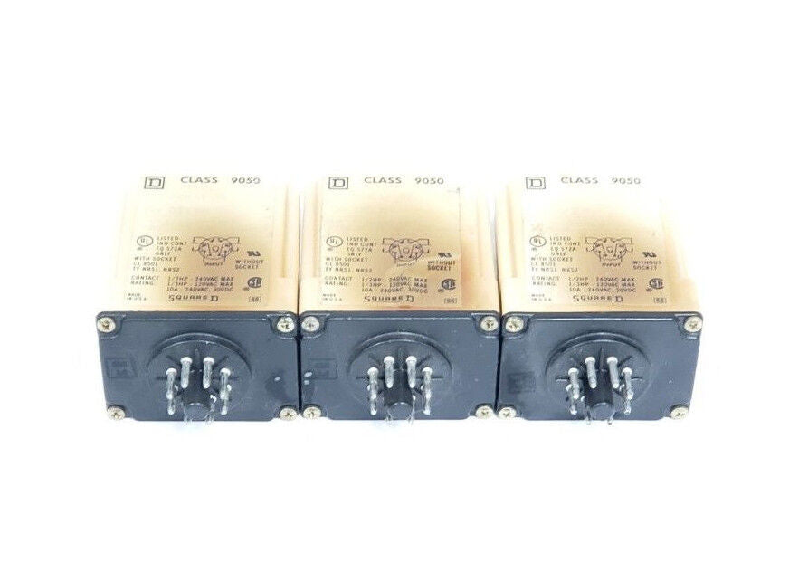 LOT OF 3 SQUARE D 9050-JCK1F30V14 TIMER RELAYS 240VAC 10A T-JCK 9050JCK1F30V14