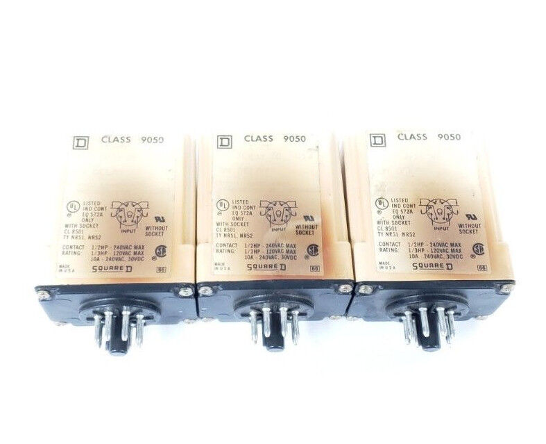 LOT OF 3 SQUARE D 9050-JCK1F30V14 TIMER RELAYS 240VAC 10A T-JCK 9050JCK1F30V14