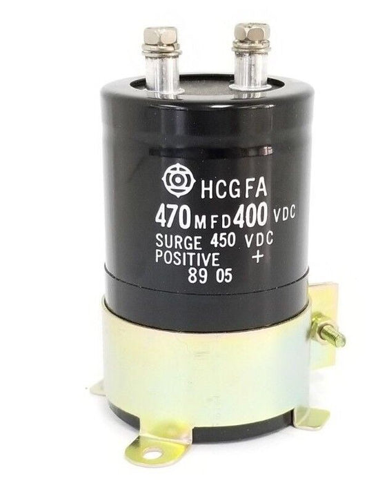 HITACHI HCGFA 470MFD 400VDC CAPACITOR SURPGE POSITIVE 450VDC 89 05