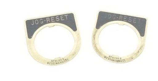 LOT OF 2 WESTINGHOUSE NP45764-B JOG-RESET LEGEND PLATES