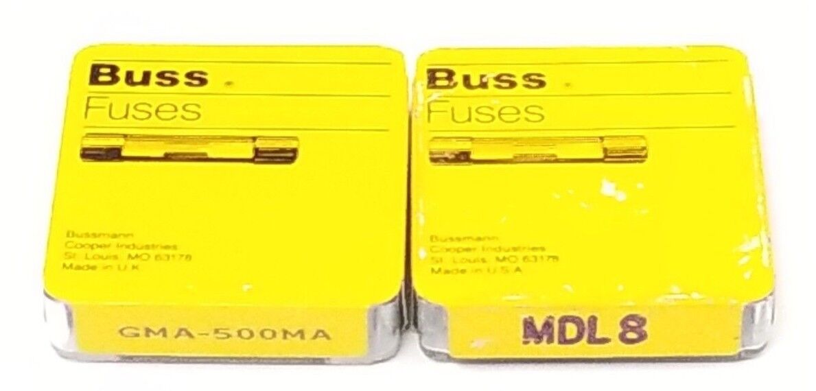 LOT OF (5) NEW COOPER BUSSMANN MDL8 & (5) GMA-500MA FUSES