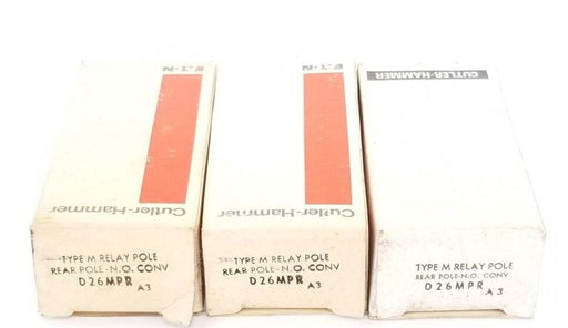 LOT OF 3 NEW CUTLER HAMMER D26MPR TYPE M RELAYS POLE REAR POLE N.O. CONV SER. A3