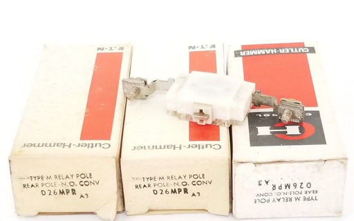 LOT OF 3 NEW CUTLER HAMMER D26MPR TYPE M RELAYS POLE REAR POLE N.O. CONV SER. A3