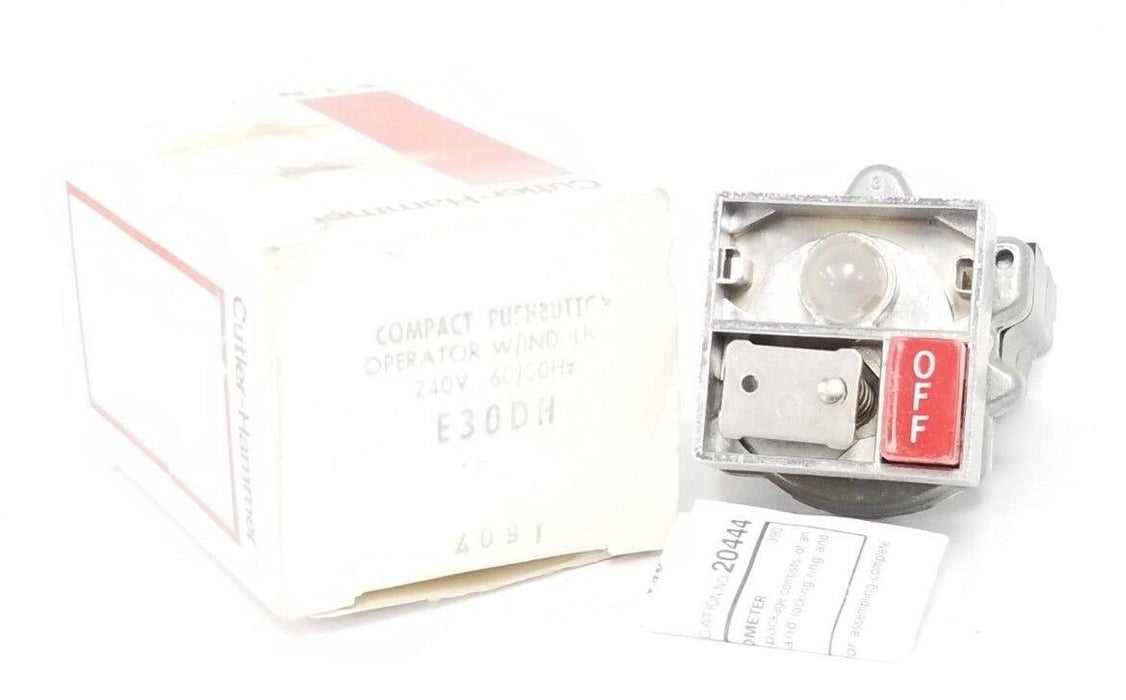 NIB EATON CUTLER-HAMMER E30DH COMPACT PUSHBUTTON OPERATOR W/IND. LIGHT