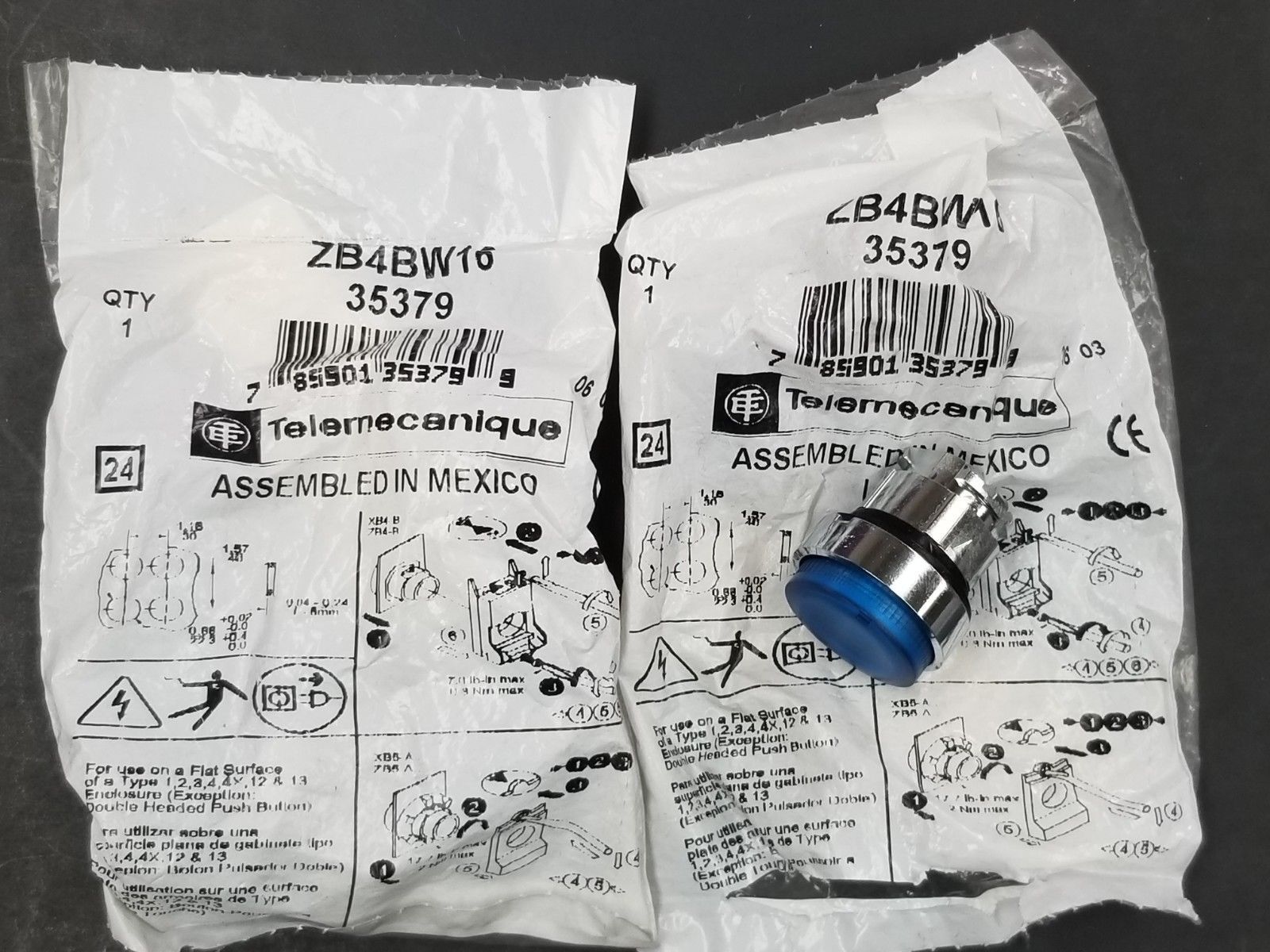 LOT OF 2 NEW TELEMECANIQUE ZB4BW16 PUSH BUTTON