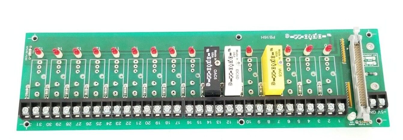 OPTO 22 PB16H LOGIC CONTROLLER RACK BOARD W/ OAC5 , IDC5D , IAC5 001820C