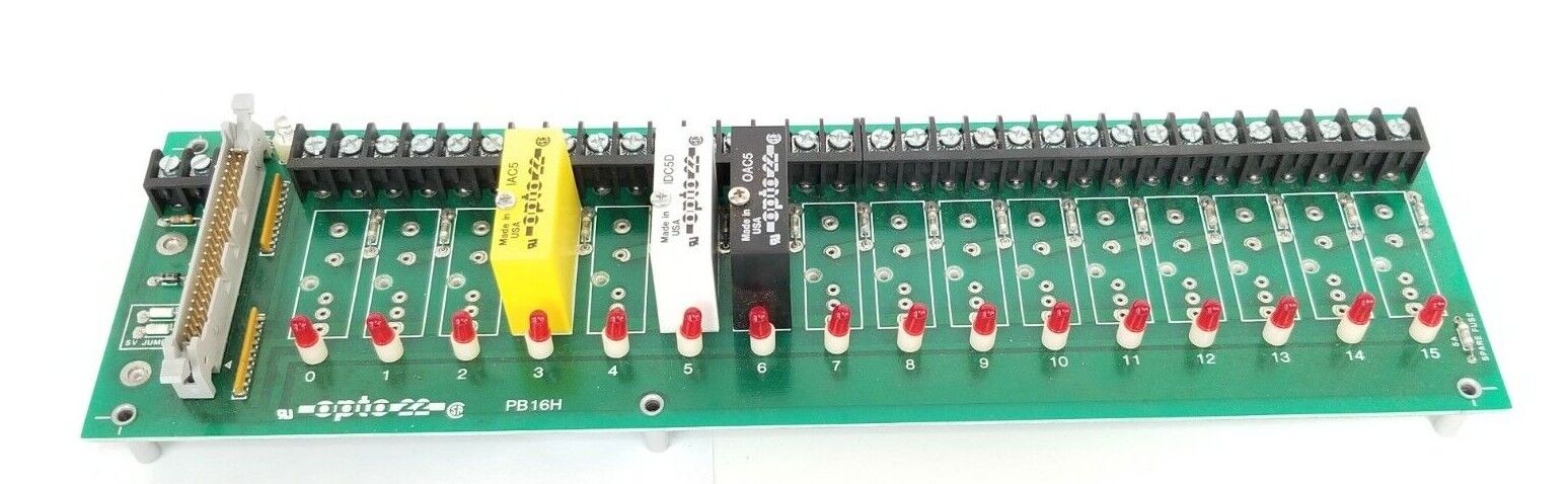 OPTO 22 PB16H LOGIC CONTROLLER RACK BOARD W/ OAC5 , IDC5D , IAC5 001820C