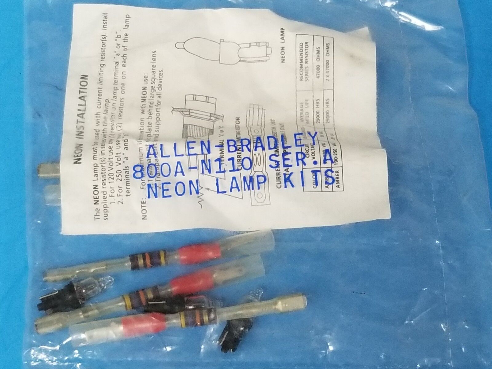 NEW ALLEN BRADLEY 800A-N110 SER. A NEON LAMP KITS 800AN110 (QTY: 5)