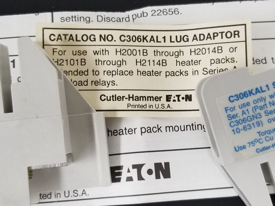LOT OF 6 NIB CUTLER-HAMMER C306KAL1-3B LUG ADAPTOR ASSEMBLIES C306KAL13B