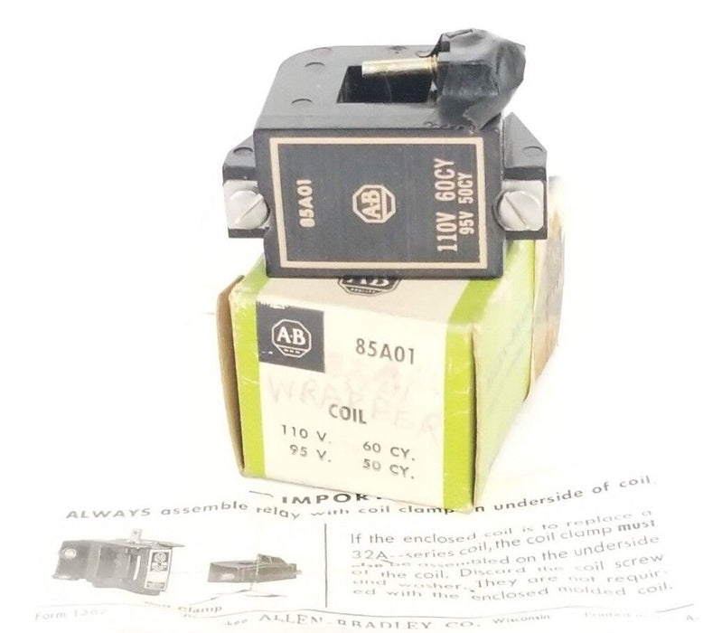 NIB ALLEN BRADLEY 85A01 COIL 110V 60CY. 95V 50CY.