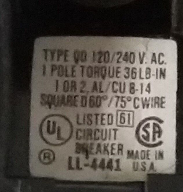 LOT OF 10 SQUARE D TYPE QO 120/240VAC 1 POLE CIRCUIT BREAKERS LM-2120