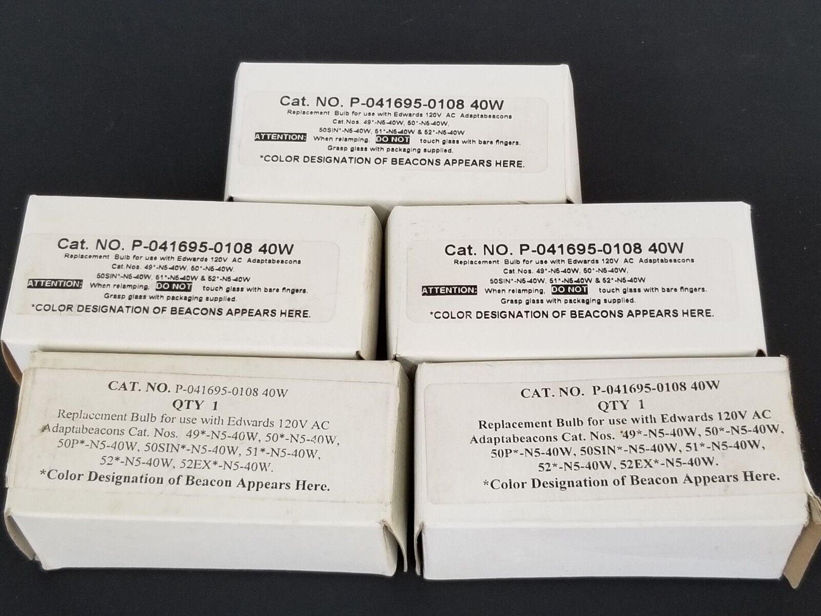 LOT OF 5 NIB EDWARDS P-041695-0108 40W BULBS P0416950108