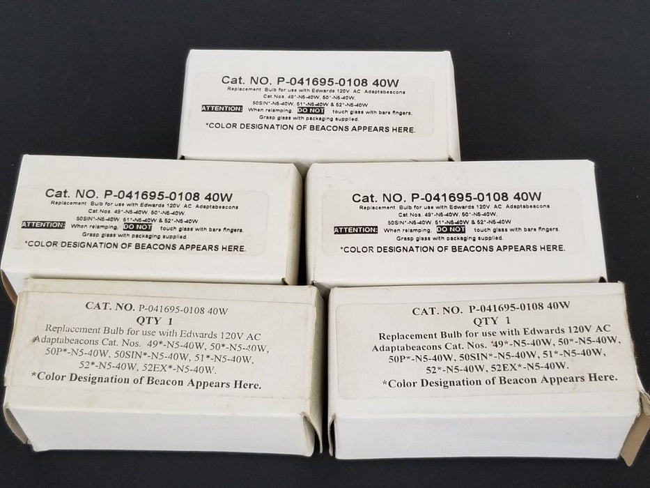 LOT OF 5 NIB EDWARDS P-041695-0108 40W BULBS P0416950108