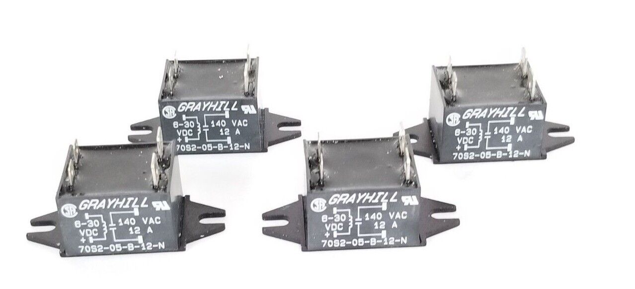LOT OF 4 NEW GRAYHILL 70S2-05-B-12-N SOLID STATE RELAYS 6-30VDC, 140VAC, 12A