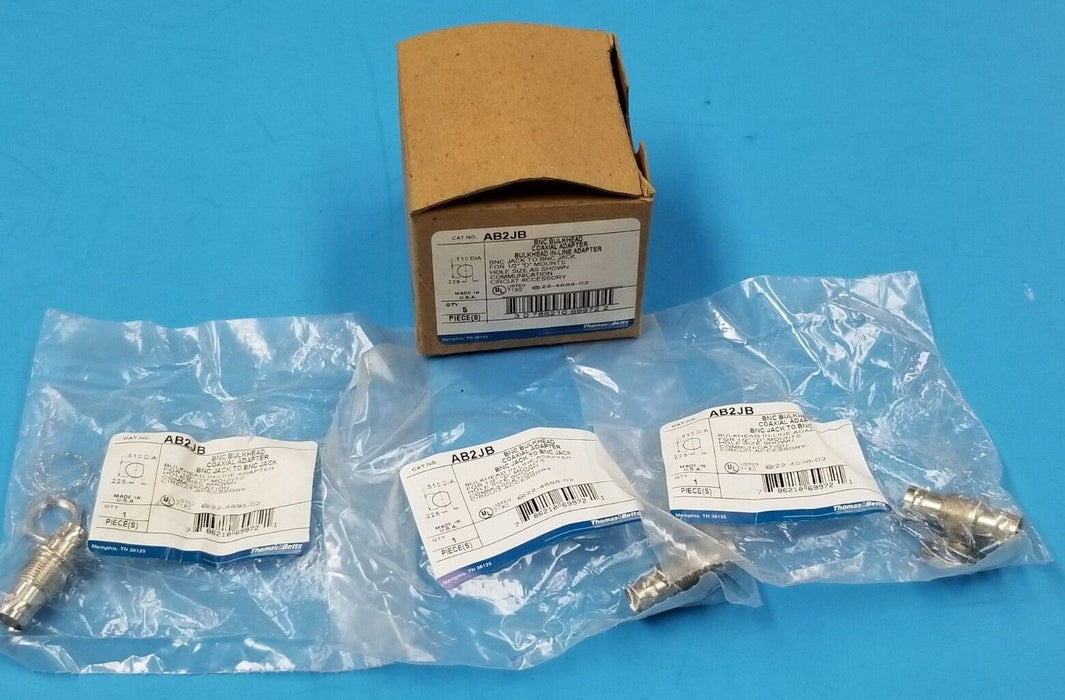 LOT OF 3 NIB THOMAS & BETTS AB2JB BNC BULKHEAD COAXIAL ADAPTERS