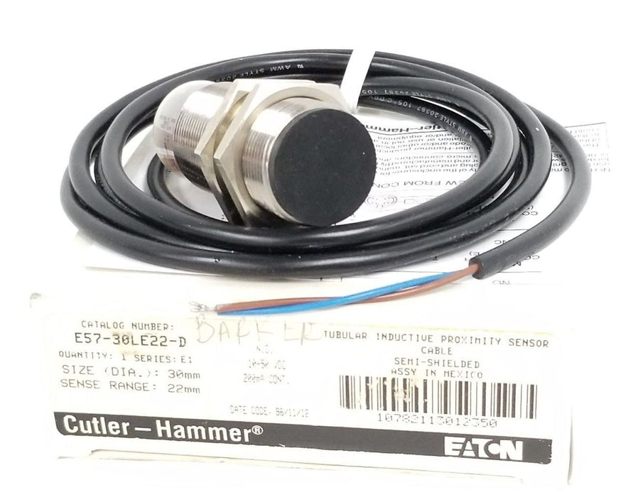 NIB EATON CUTLER-HAMMER E57-30LE22-D TUBULAR INDUCTIVE PROX. SENSOR SER. E1