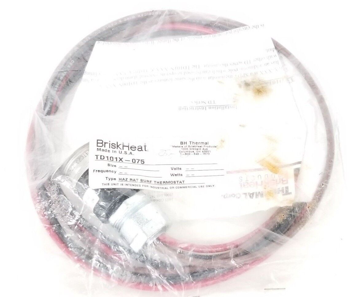 NEW BRISKHEAT TD101X-075 HAZ RAT SURF THERMOSTAT CONTROL TD101X075