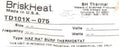 NEW BRISKHEAT TD101X-075 HAZ RAT SURF THERMOSTAT CONTROL TD101X075