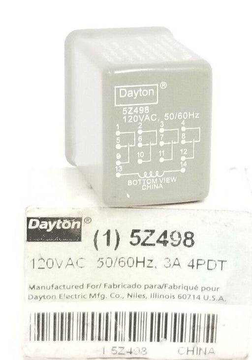 NIB DAYTON 5Z498 RELAY 120VAC, 50/60HZ, 3A, 4PDT