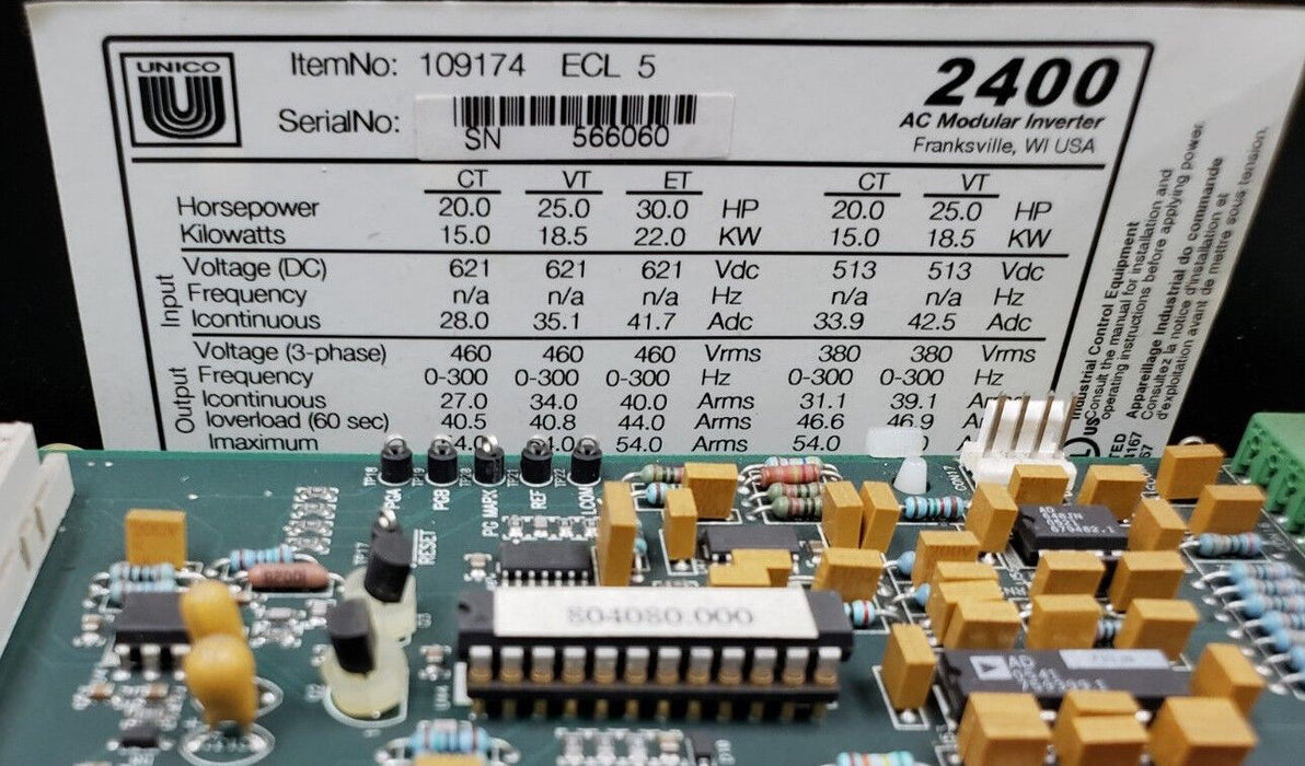 UNICO 2400 AC MODULAR INVERTER 20/25/30HP 109174 ECL 5