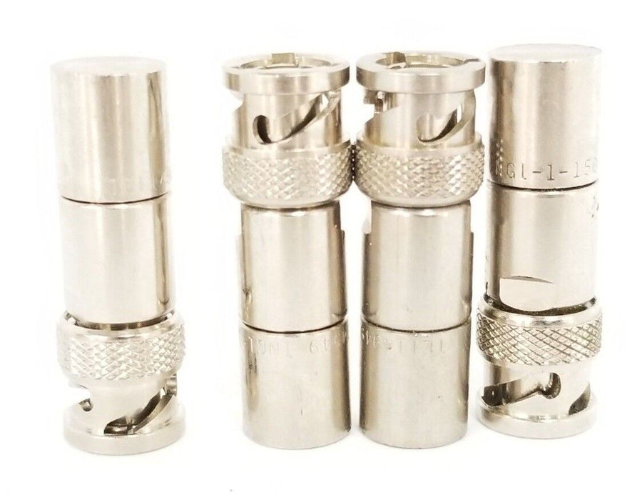 LOT OF 4 NEW TROMPETER TEI-14949-TNG1-1-150 COAXIAL CONNECTORS MALE 15MM DIA.