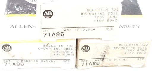 LOT OF 3 NIB ALLEN BRADLEY 71A86 COILS BULL. 702 120V/60HZ 110V/50HZ