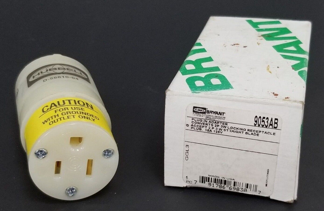 NIB HUBBELL BRYANT 9053AB PLUG-IN ADAPTER