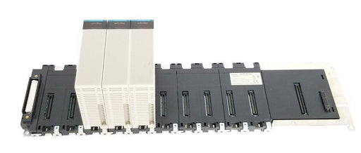 OMRON CS1W-BC102 SLOT RACK BASE UNIT W/ (3) CS1W-SP001 SPACE UNITS
