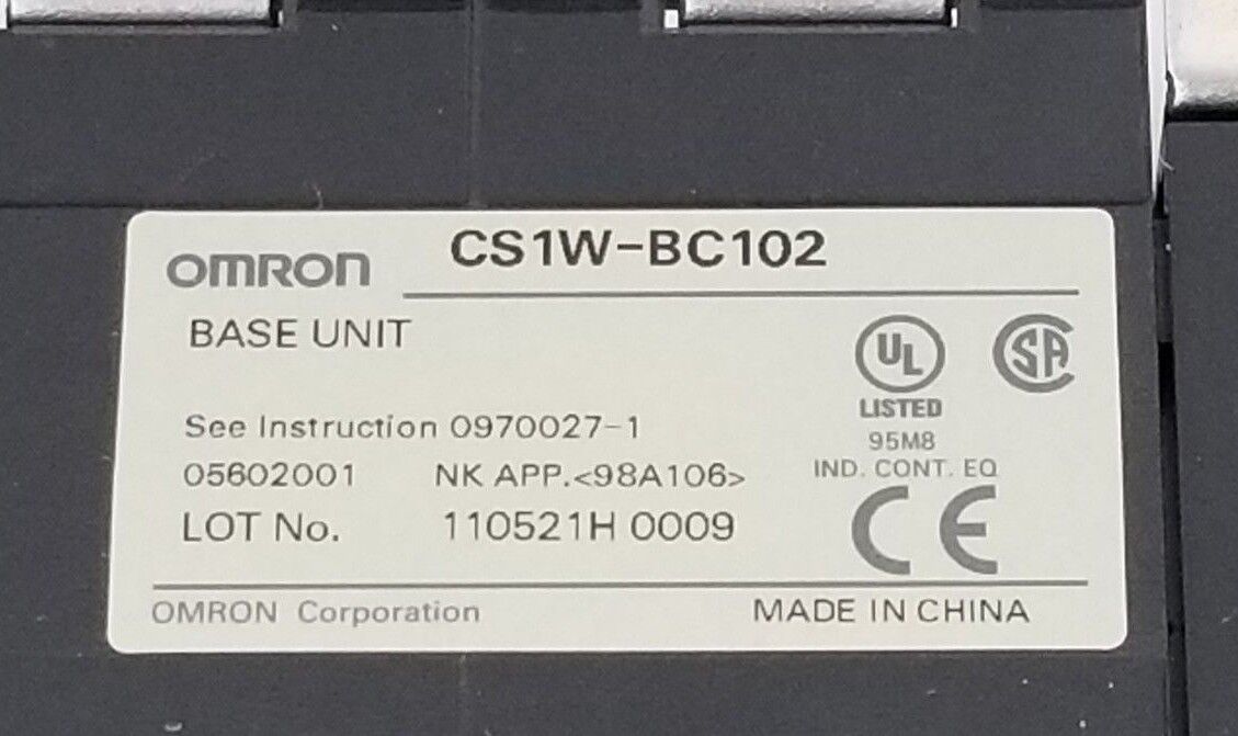 OMRON CS1W-BC102 SLOT RACK BASE UNIT W/ (3) CS1W-SP001 SPACE UNITS