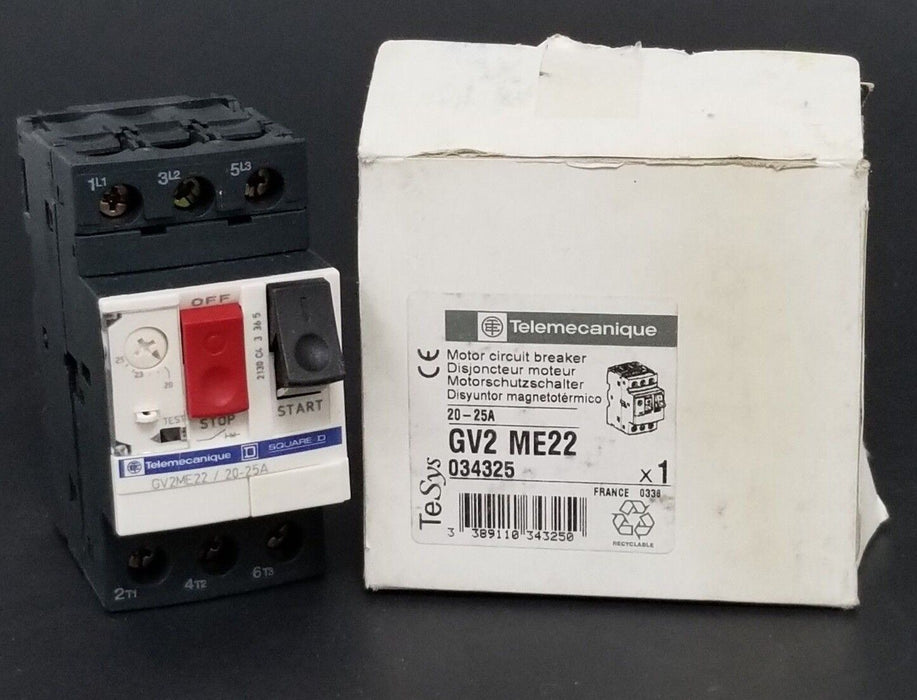 NIB TELEMECANIQUE GV2-ME22 CIRCUIT BREAKER 20-25A 034325 GV2ME22