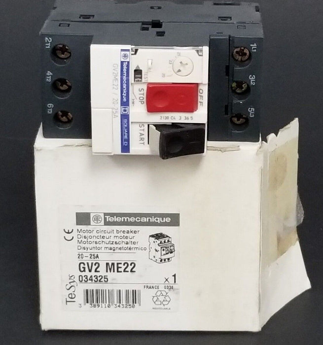 NIB TELEMECANIQUE GV2-ME22 CIRCUIT BREAKER 20-25A 034325 GV2ME22