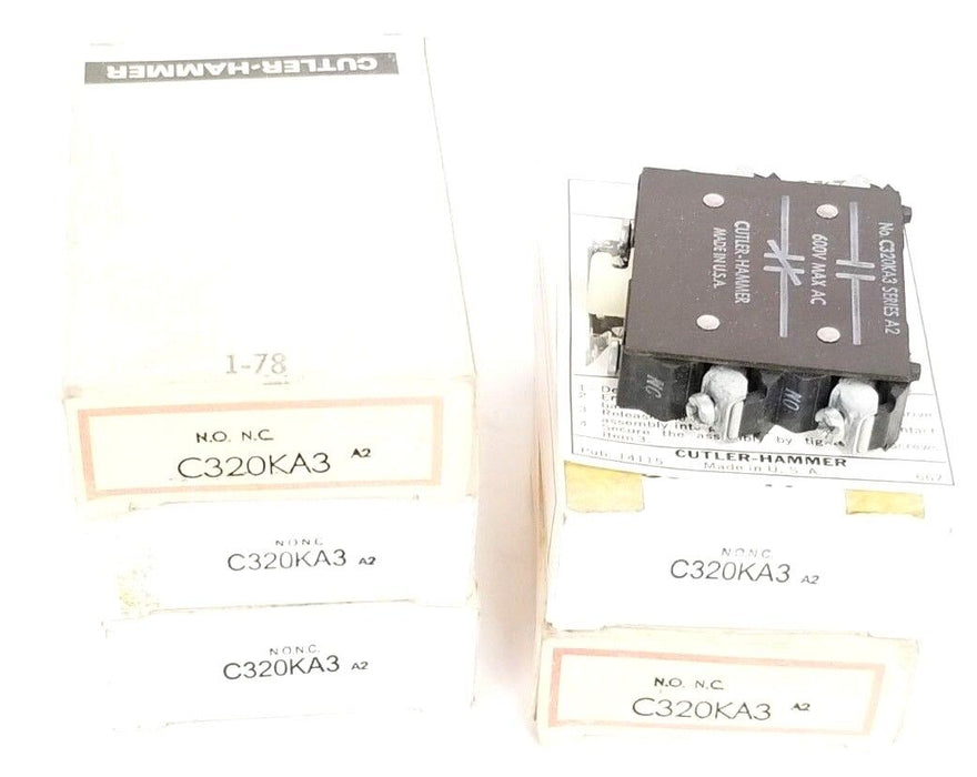 LOT OF 5 NIB CUTLER-HAMMER C320KA3 AUXILIARY CONTACTS 1NO/1NC 600VAC SER. A2