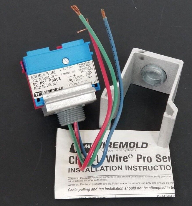 NIB WIREMOLD T480BC75 TAP & FIXTURE HANGER 3/4'' 20A/480V RED/BLUE T600BC75
